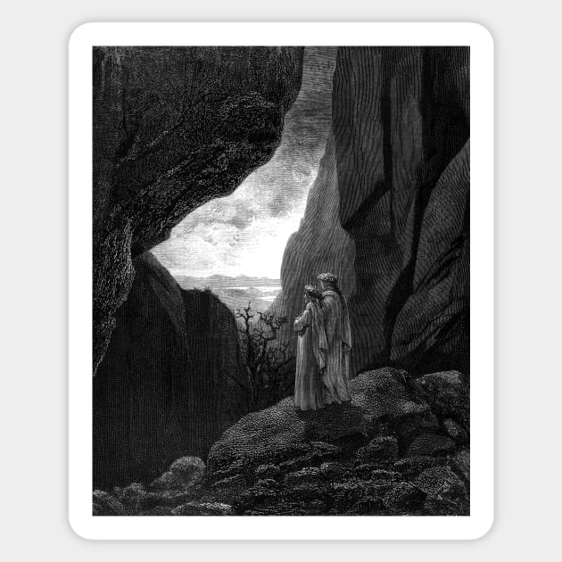 High Resolution Gustave Doré Illustration The Exit From Hell Sticker by tiokvadrat